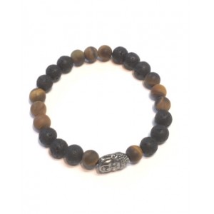 Lava stone and frosted tiger eye bracelet